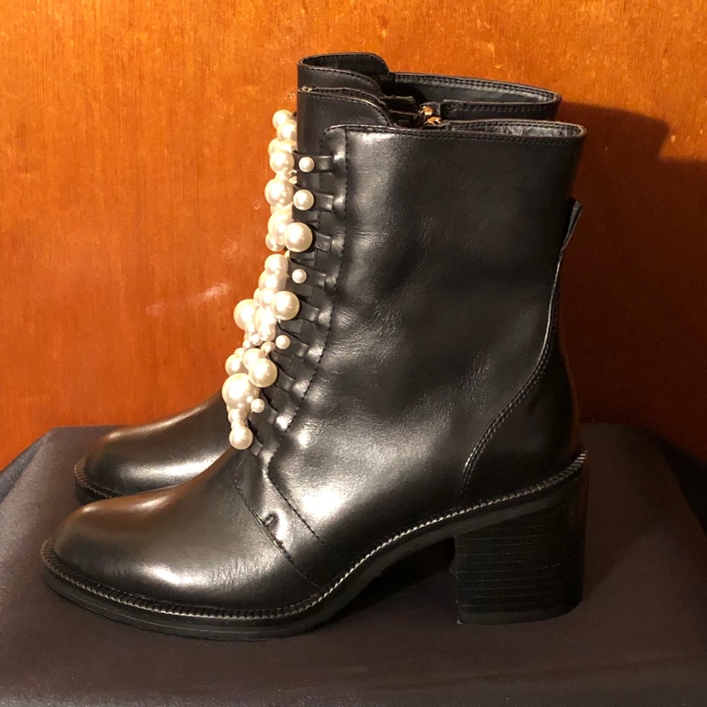 🤩🤩BNWT Zara Faux Pearl Moto Boots🤩🤩 - Picture 3 of 6